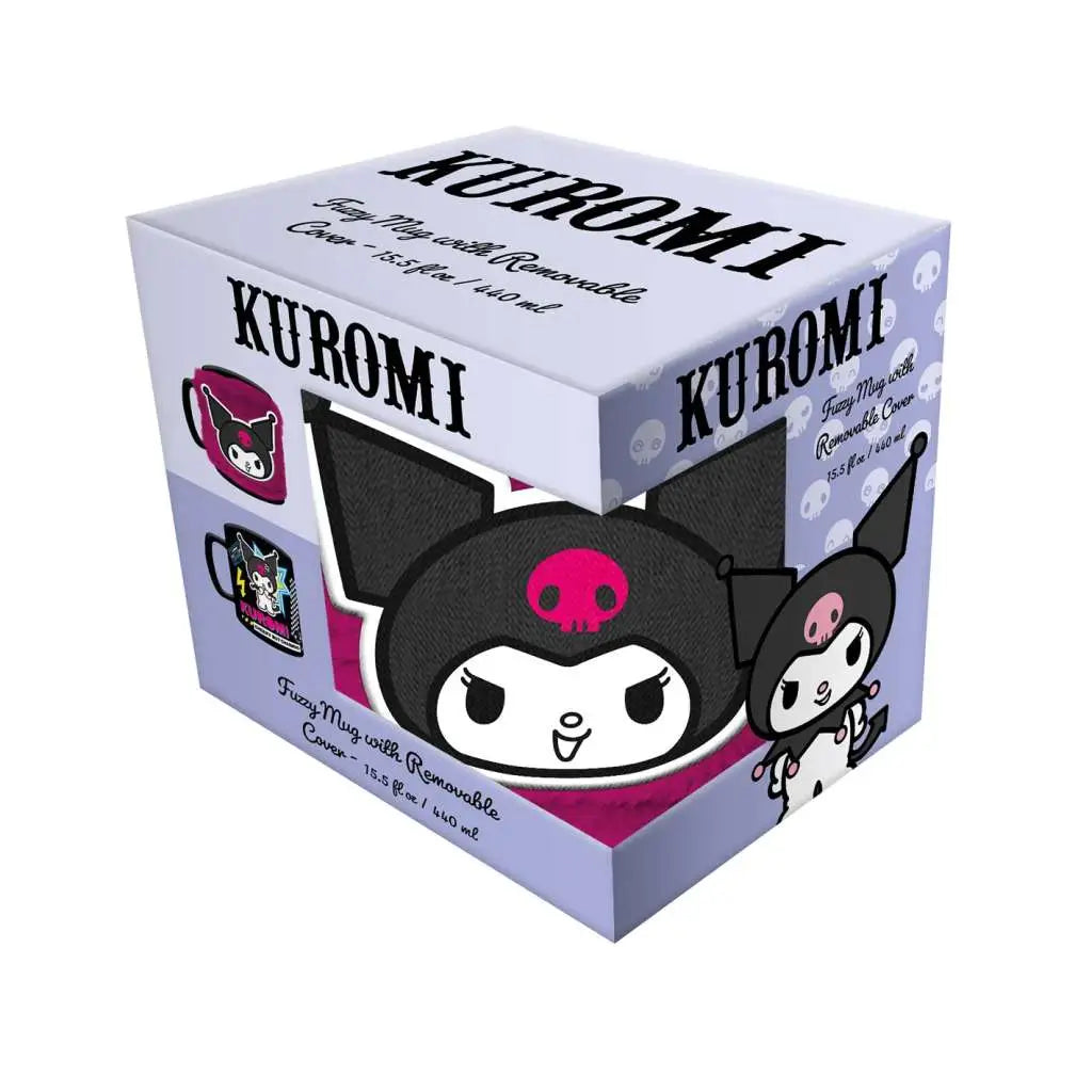 Taza funda de peluche Kuromi Hello Kitty 440ml