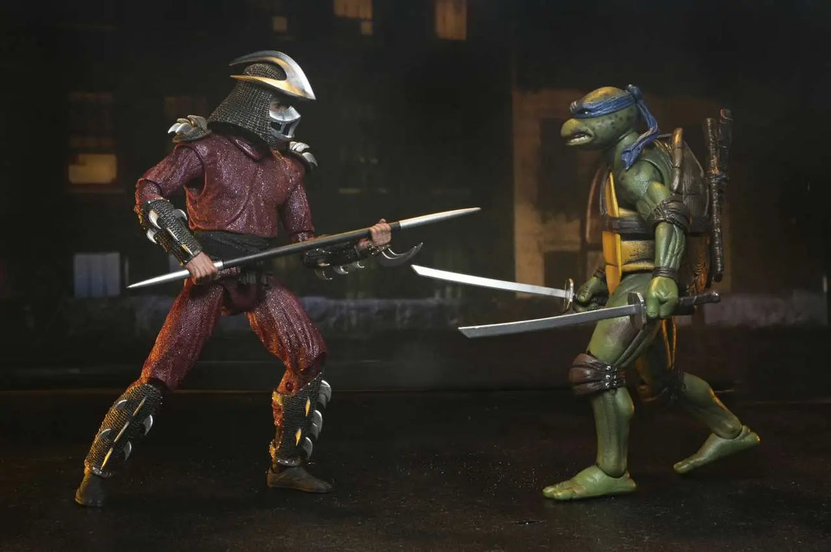 Tortugas Ninja (1990 Movie) Figura Roof Top Battle Shredder vs Leo 18 cm