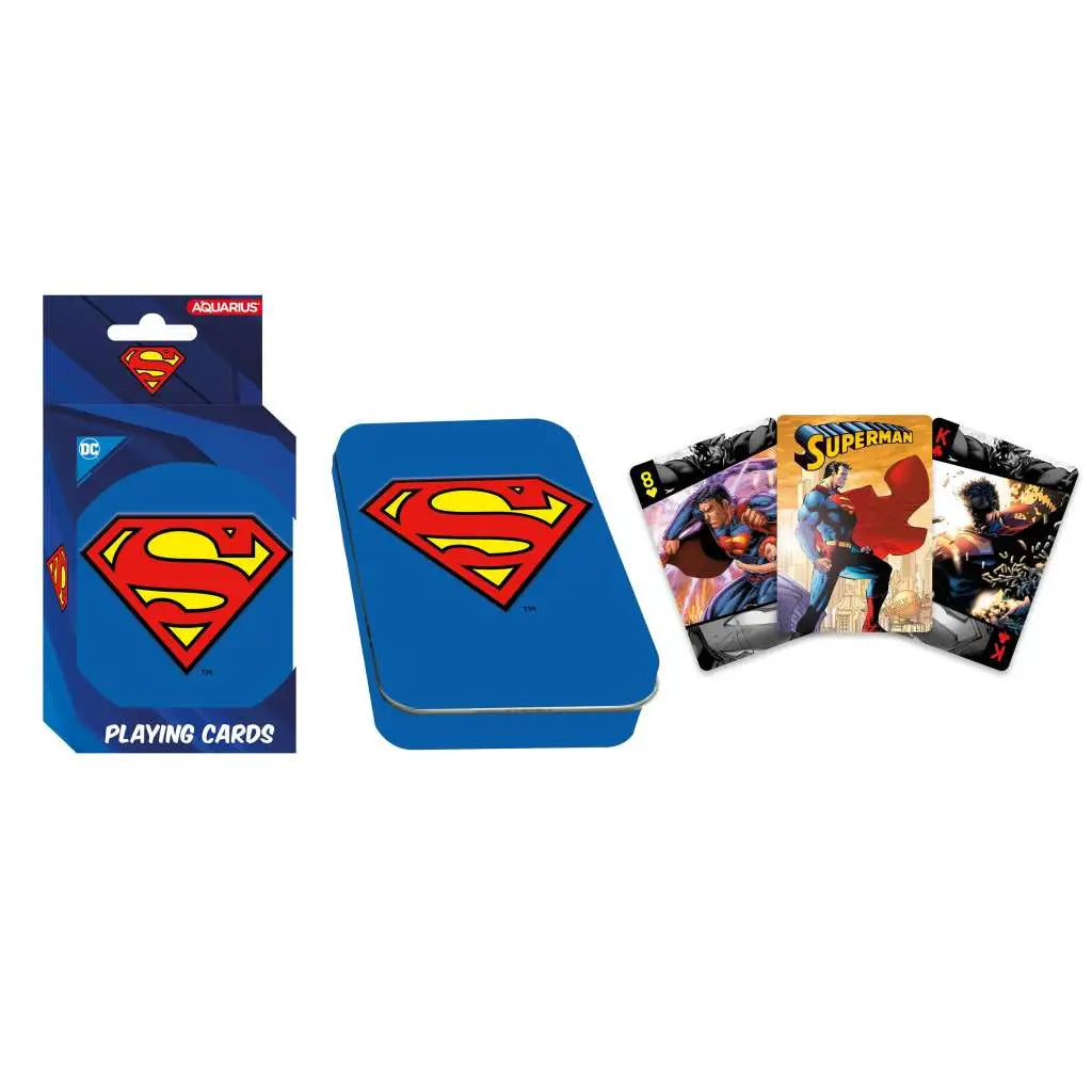 DC COMICS SUPERMAN PLAYING Cartas (EMBOSSED TIN GIFT Caja PACKAGING)