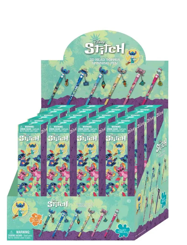 STITCH 3D HEAD TOP SPINNING Bolígrafo DISPLAY (16) Frikytopia
