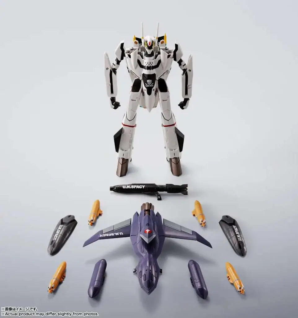 Macross Figura Hi-Metal R Chogokin VF-0S Phoenix (Roy Focker Use) & QF-2200D-B Ghost Set 14 cm