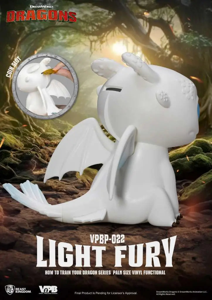 Cómo entrenar a tu dragón Vinyl huchas Light Fury 12 cm