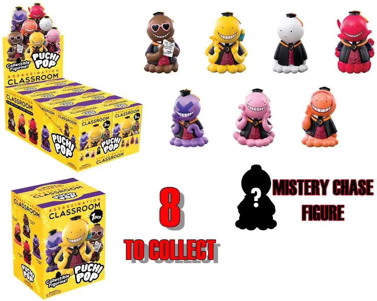 ASSASSINATION CLASSROOM PUCHIPOP MINI FIG BLIND Caja DISPLAY (8)