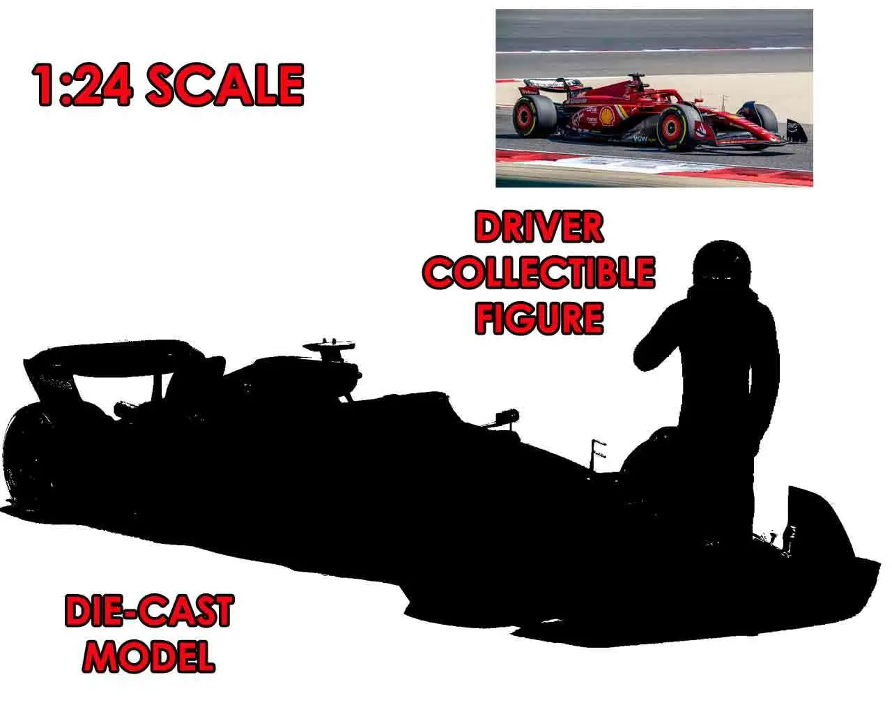 F1 FERRARI SF-24 WITH LECLERC Figura - 1:24 DIE-CAST MODEL Frikytopia