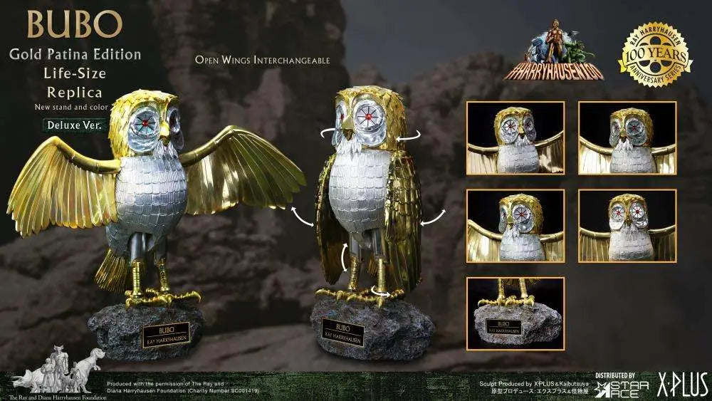 CLASH OF TITANS BUBO GOLD PATINA DELUXE OPEN/CLOSED WINGS SET Réplica