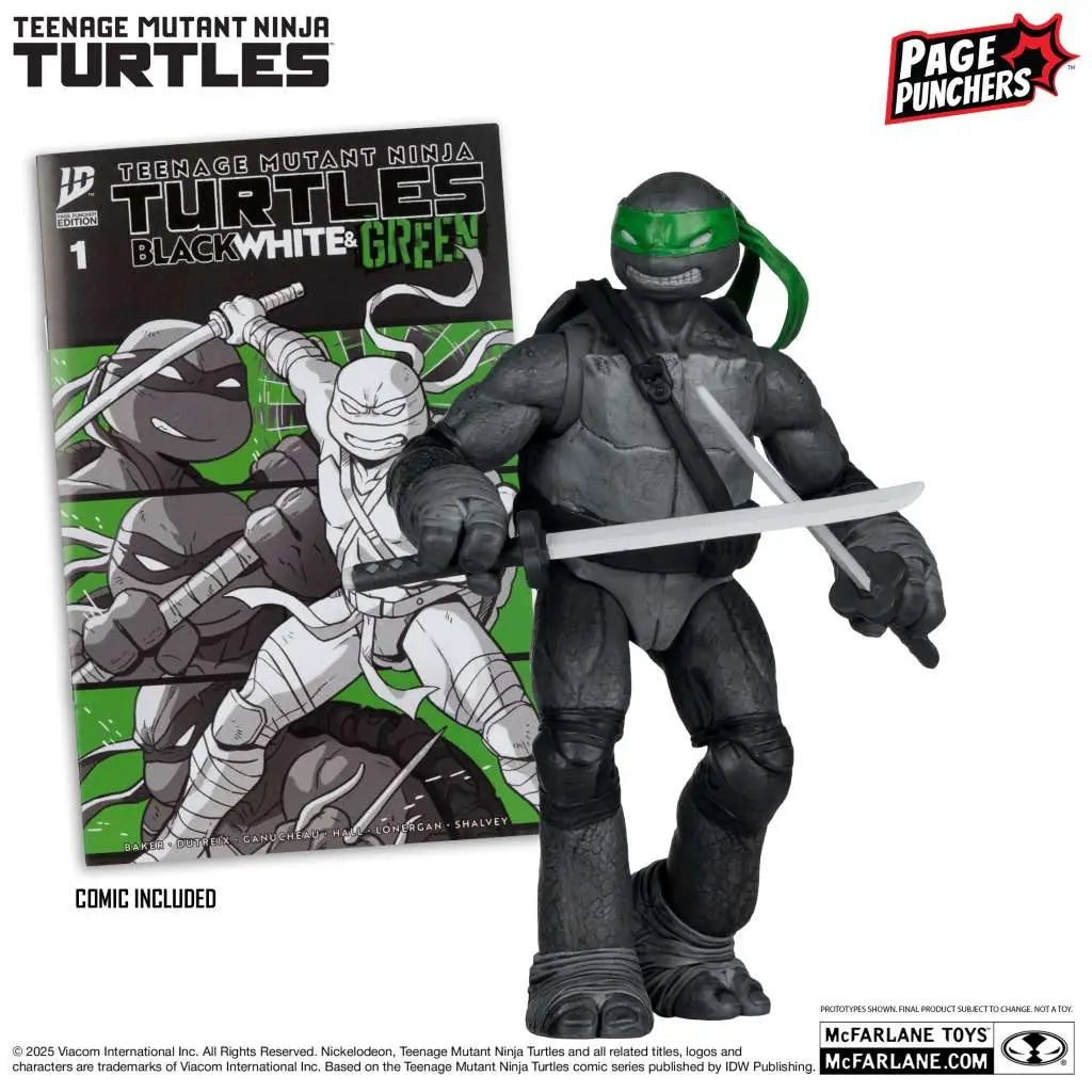Las Tortugas Ninja Page Punchers Figura Leonardo (Black White & Green) (Red Platinum Edition) 13 cm
