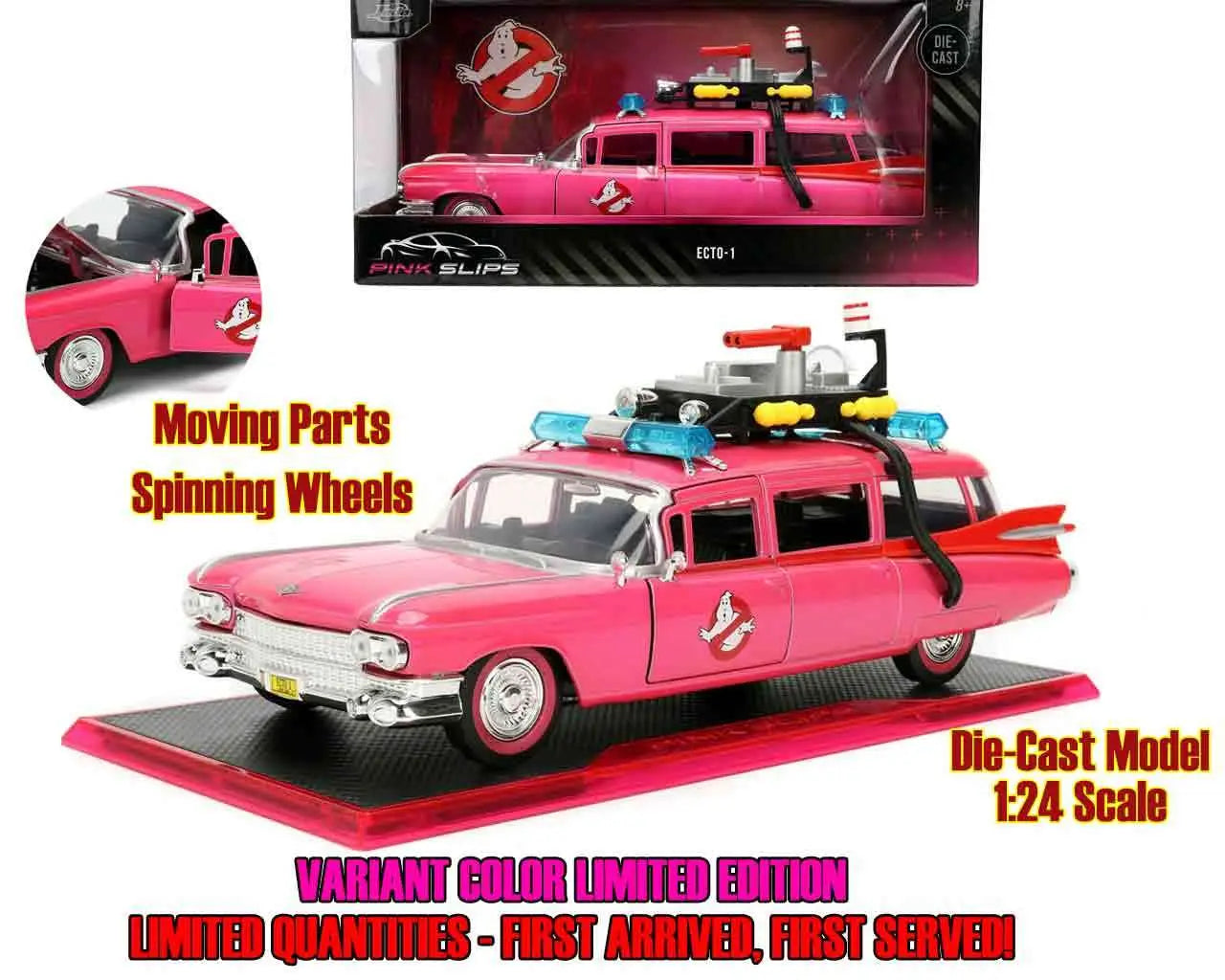 GHOSTBUSTERS ECTO 1 PINK 1/24 DIE-CAST MODEL VARIANT LIMITED EDITION Frikytopia