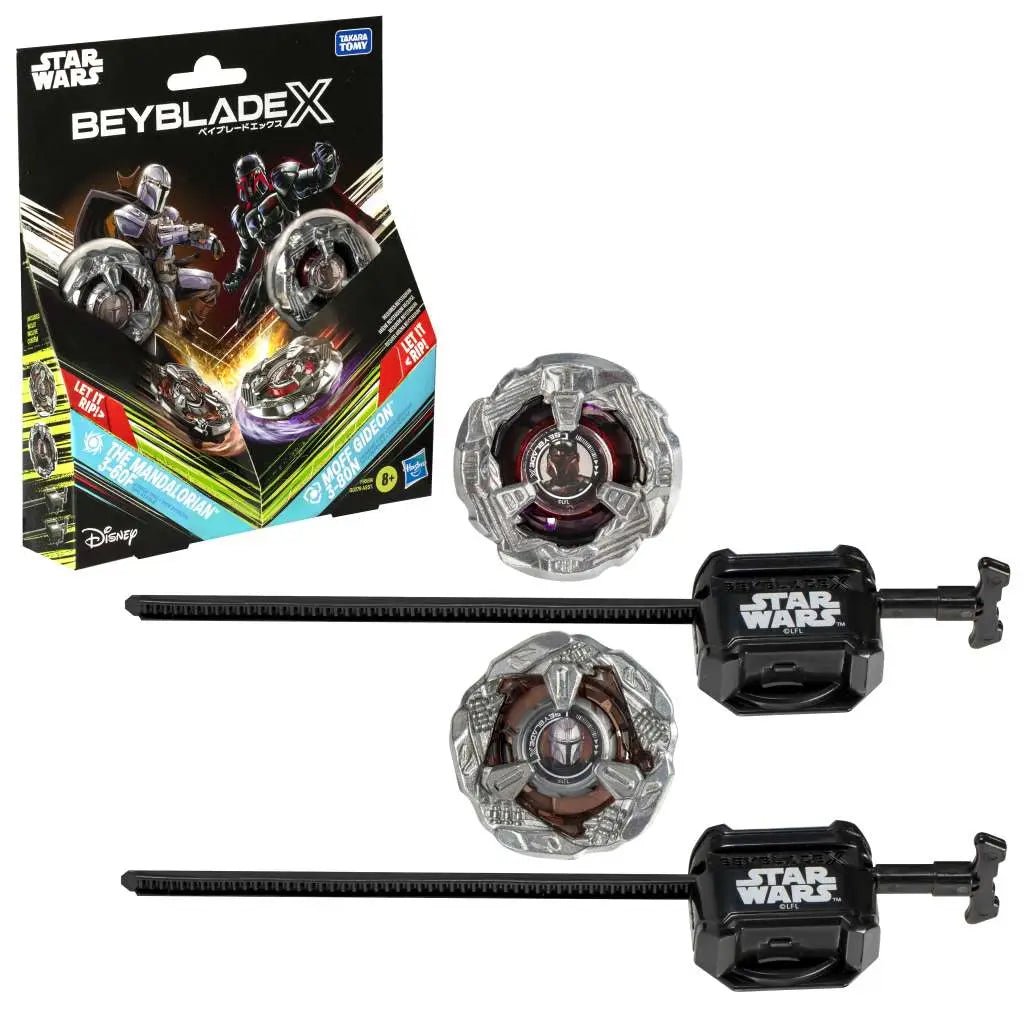 Colaboración Beyblade X y Star Wars, The Mandalorian 3-60F vs. Moff Gideon 3-80N
