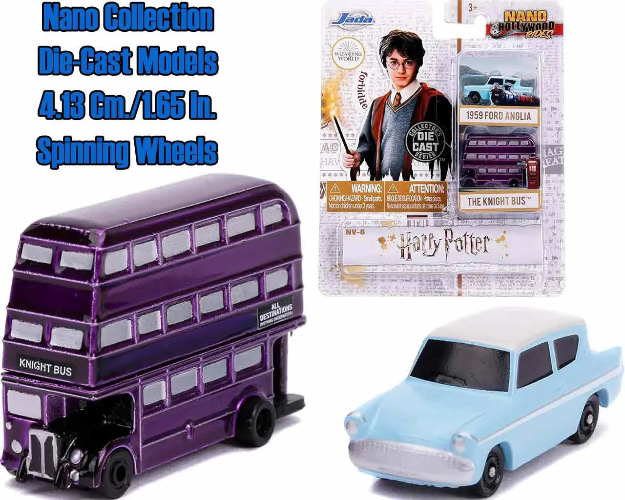 HARRY POTTER FORD ANGLIA & KNIGHT BUS NANO DIE-CAST MODEL SET Frikytopia