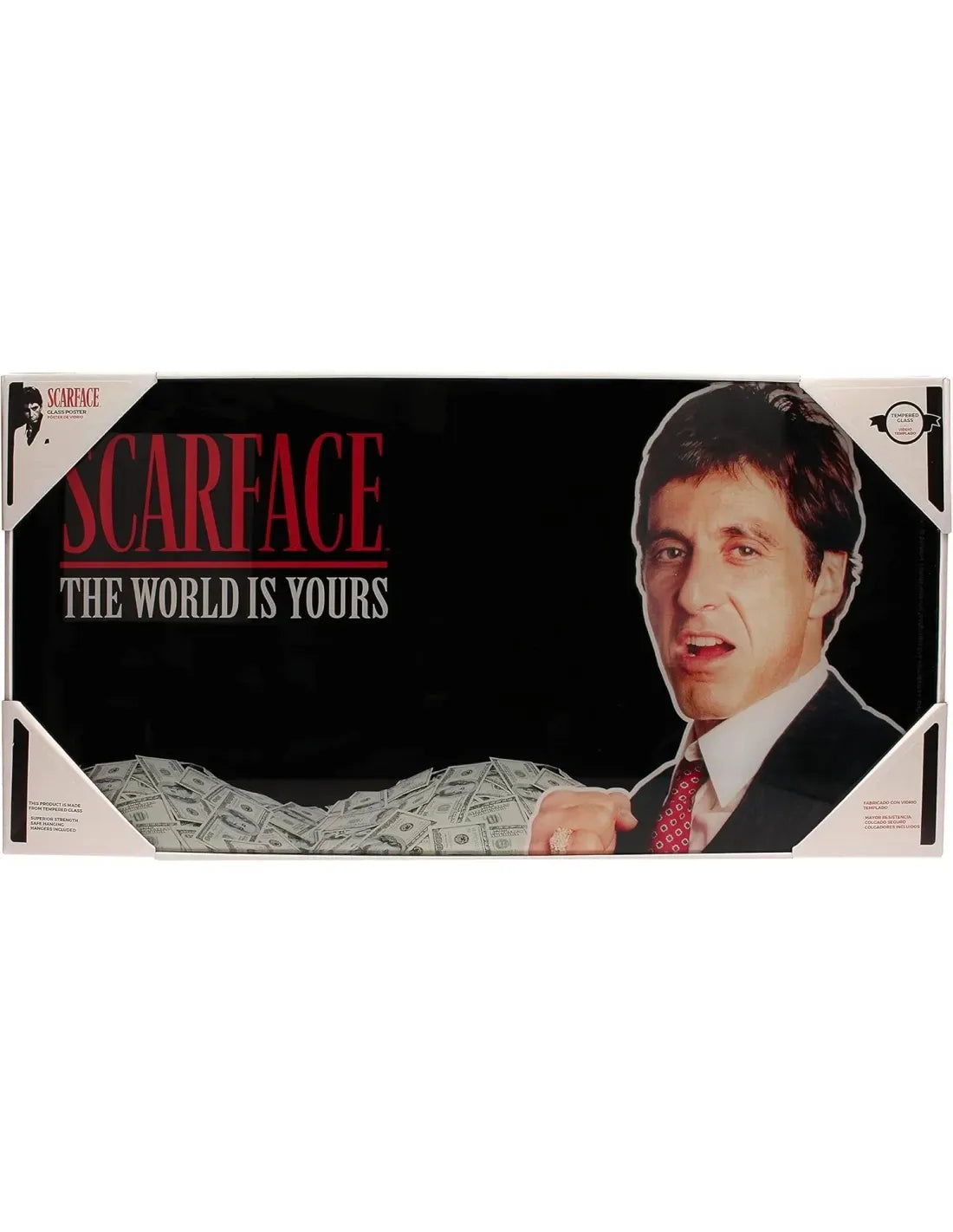 Scarface Póster de cristal The World Is Yours (Black Background) 60 x 30 cm