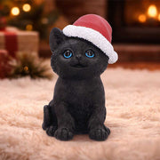 BLACK CAT WITH SANTA HAT Figura