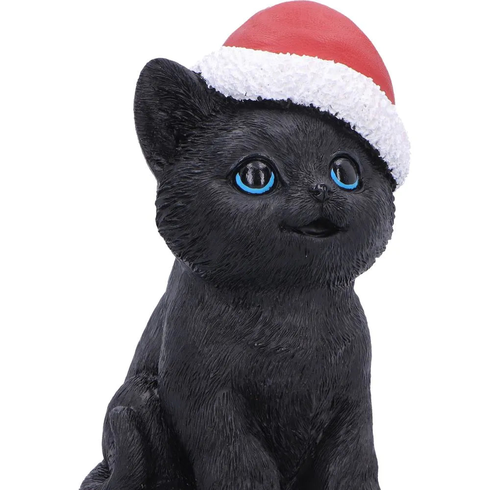 BLACK CAT WITH SANTA HAT Figura