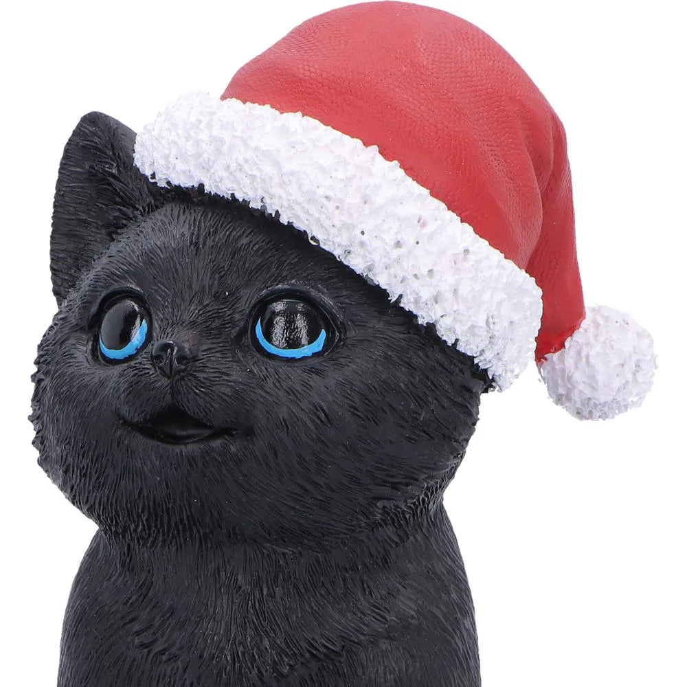 BLACK CAT WITH SANTA HAT Figura