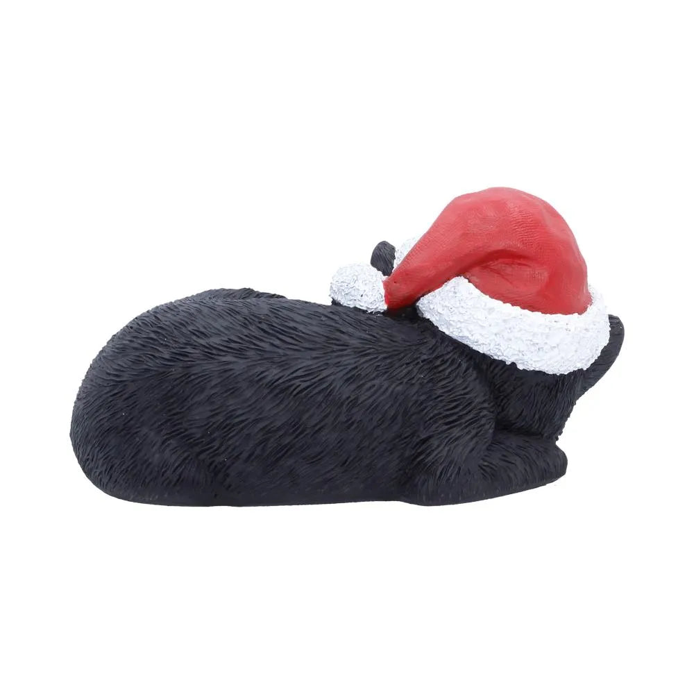 BLACK CAT SLEEPING WITH SANTA HAT Figura