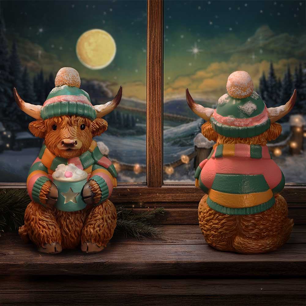 WINTER HIGHLAND COW HOT COCOA Figura Frikytopia