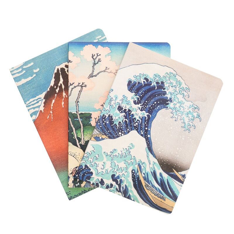 Set 3 cuadernos A5 La Gran Ola de Kanagawa Hokusai Frikytopia