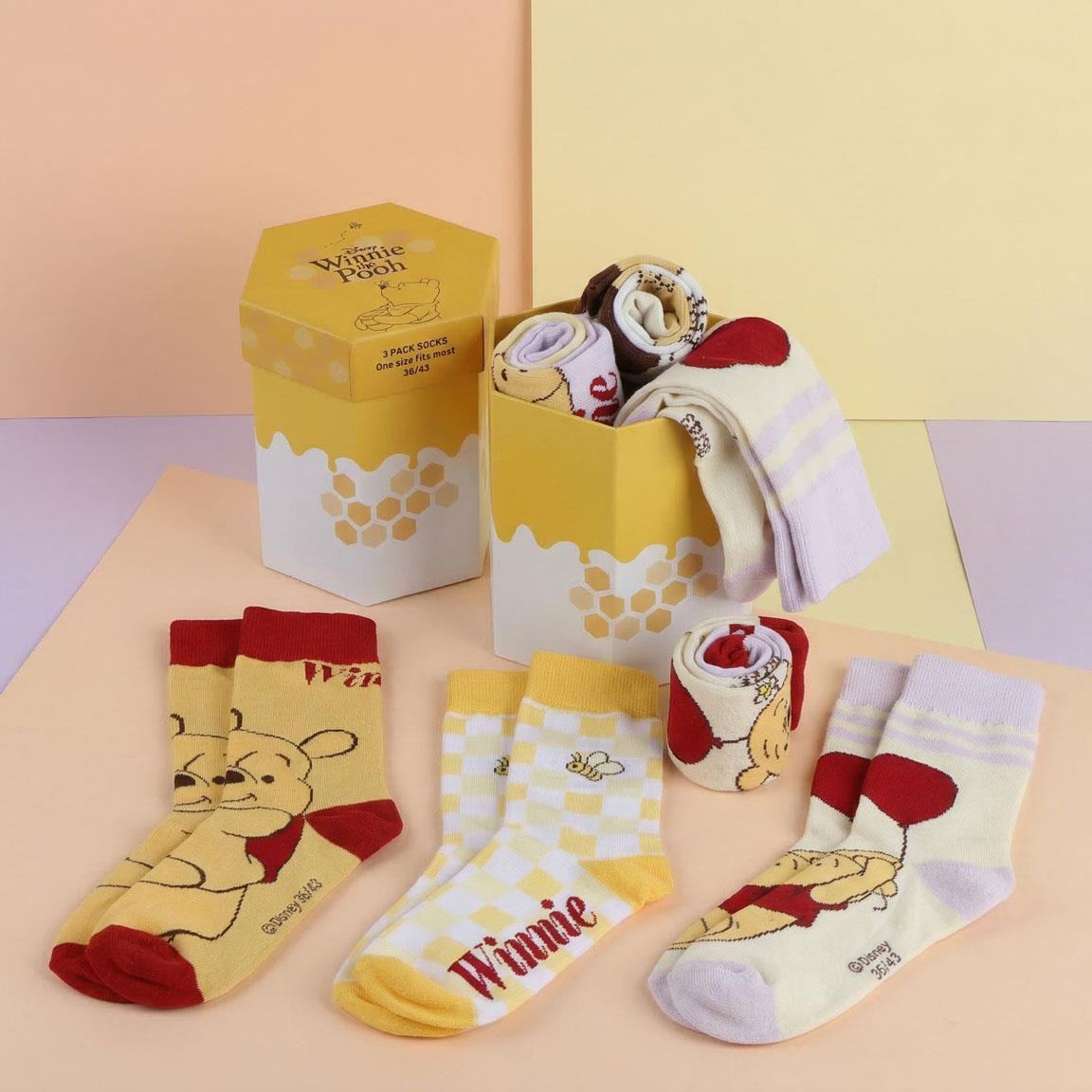 DISNEY WINNIE THE POOH Meias GIFT SET PACK (3)