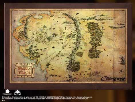Replica noble collection el hobbit mapa de la tierra media montado