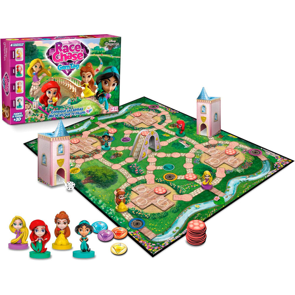 Juego mesa Race Chase Princesas Disney espanol Frikytopia