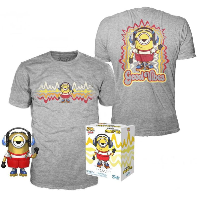 Set Figura POP Tee Minions Roller Skating Stuart Metallic Talla XL