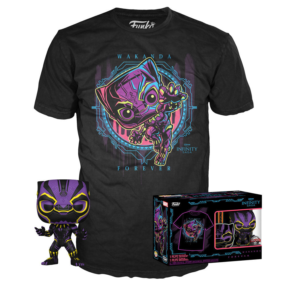 Set figura POP & Tee Marvel Wakanda Forever Black Panther Exclusive Frikytopia