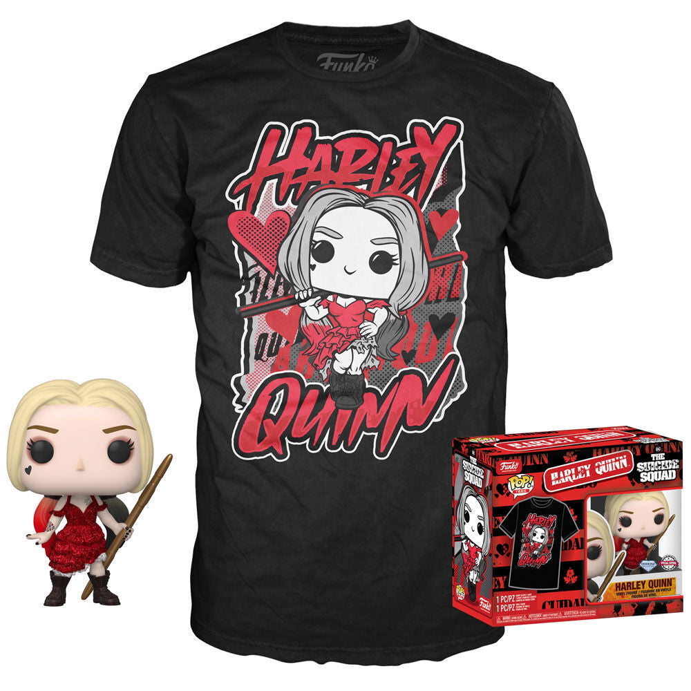 Set Figura POP Tee DC Comics Harley Quinn Talla XL