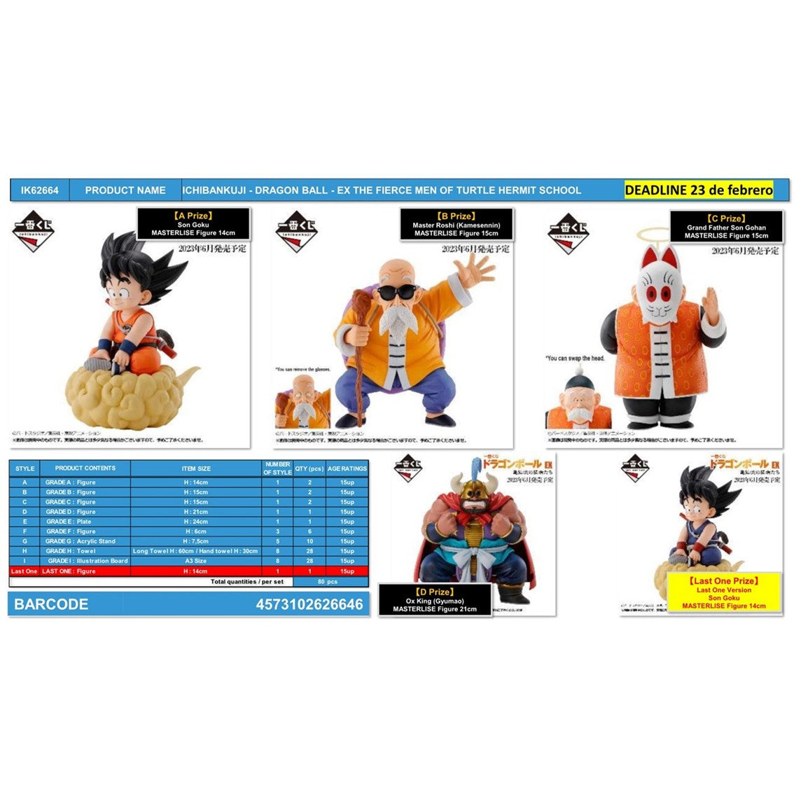 Ichiban Kuji Banpresto Dragon Ball EX The Fierce Men of Turtle Hermit School Frikytopia