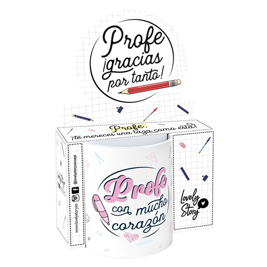 Taza - Profe Con Mucho Corazon 330ml Frikytopia