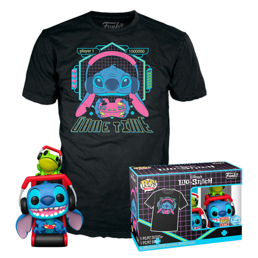 Lilo & Stitch POP! & Tee Set de Minifigura y Camiseta Gmr Stitch w/frog talla M