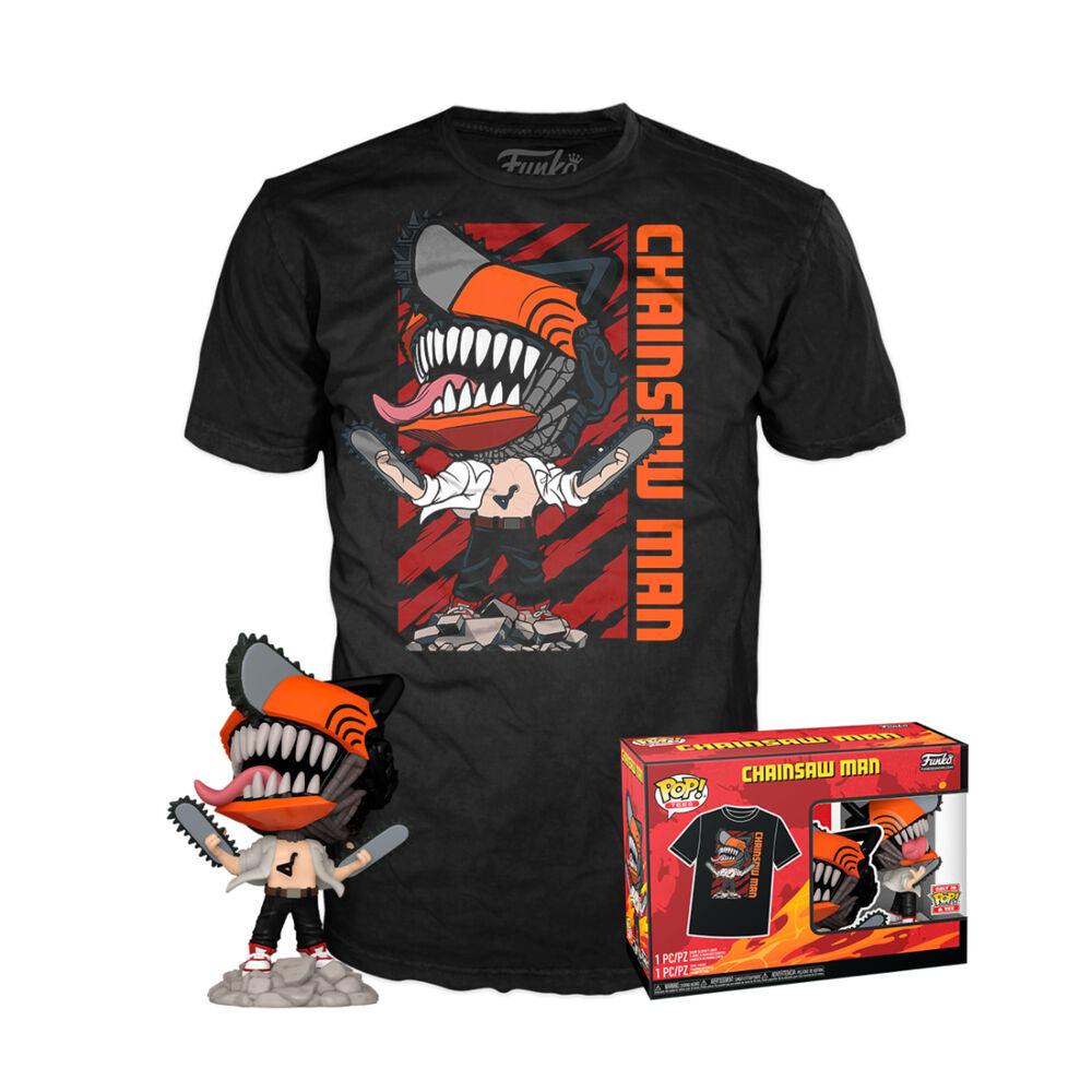 Chainsaw Man POP! & Tee Set de Minifigura y Camiseta Chainsaw Man Leaping talla XL Frikytopia