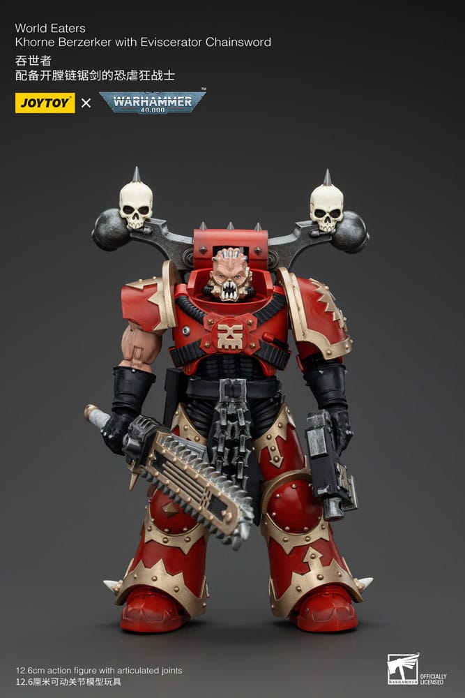 Warhammer 40k Figura 1/18 World Eaters Khorne Berzerker with Eviscerator Chainsword 13 cm Frikytopia