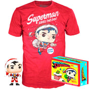 Set Figura POP Tee DC Comics Superman Exclusive Flocked Talla M