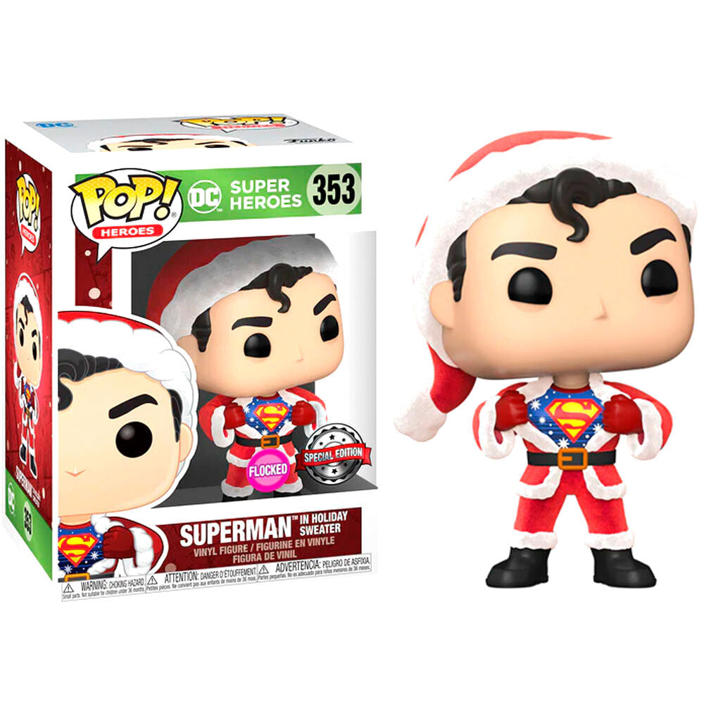 Set Figura POP Tee DC Comics Superman Exclusive Flocked Talla M