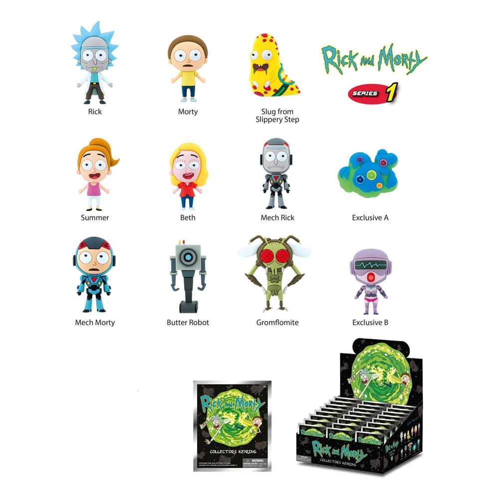 Rick and Morty Colgantes PVC 3D Series 1 Expositor (24) Frikytopia