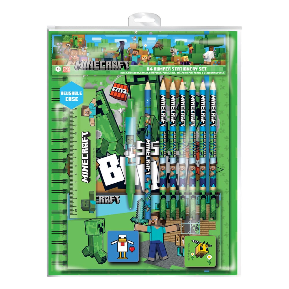 Minecraft Juego de 12 Piezas para Escribir A4 Bumper