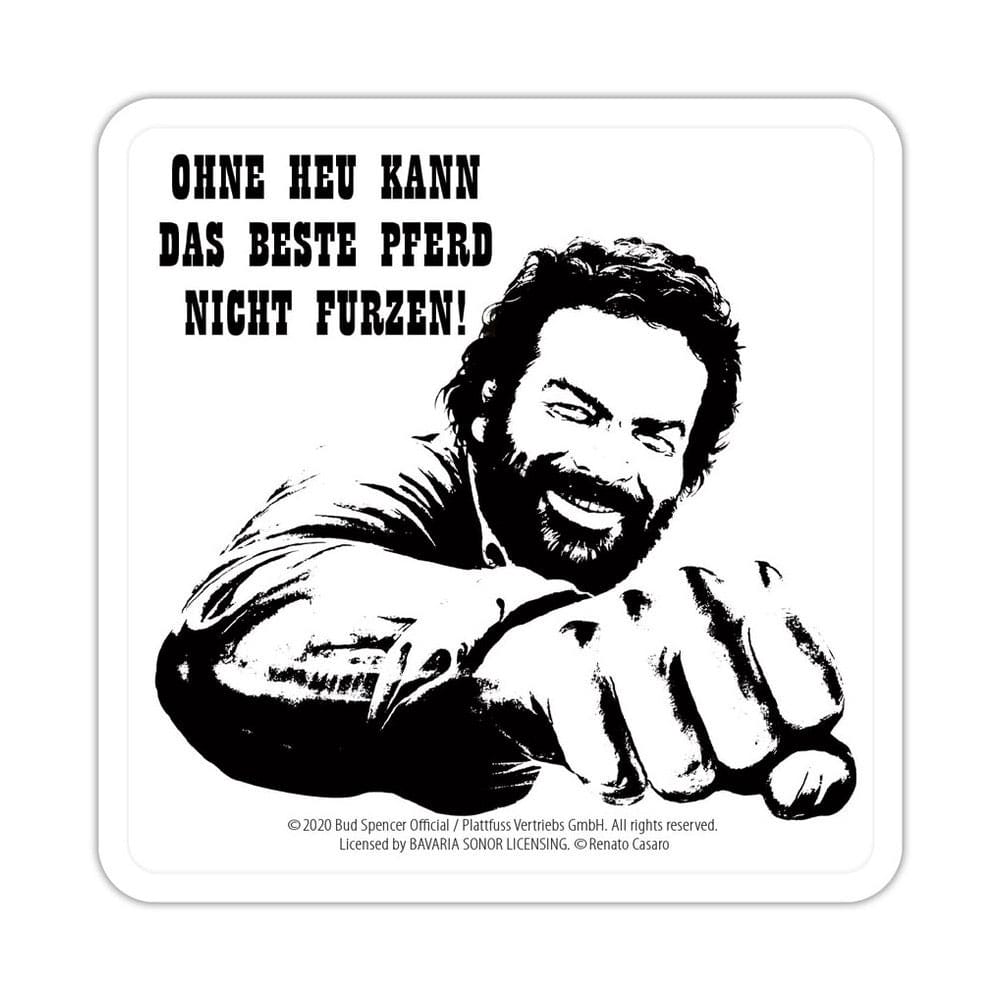 Bud Spencer Posavasos de hojalata Faust Pferd 10 x 10 cm Frikytopia
