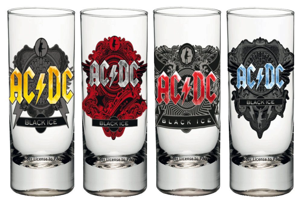 AC/DC Pack de 4 Vasos de Chupitos Black Ice Frikytopia