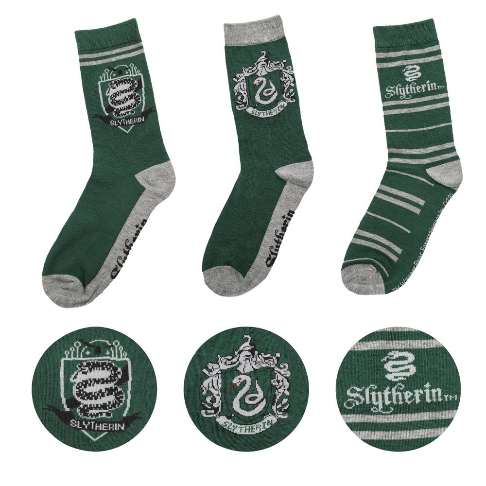 Harry Potter Pack de 3 Pares de calcetines Slytherin Frikytopia