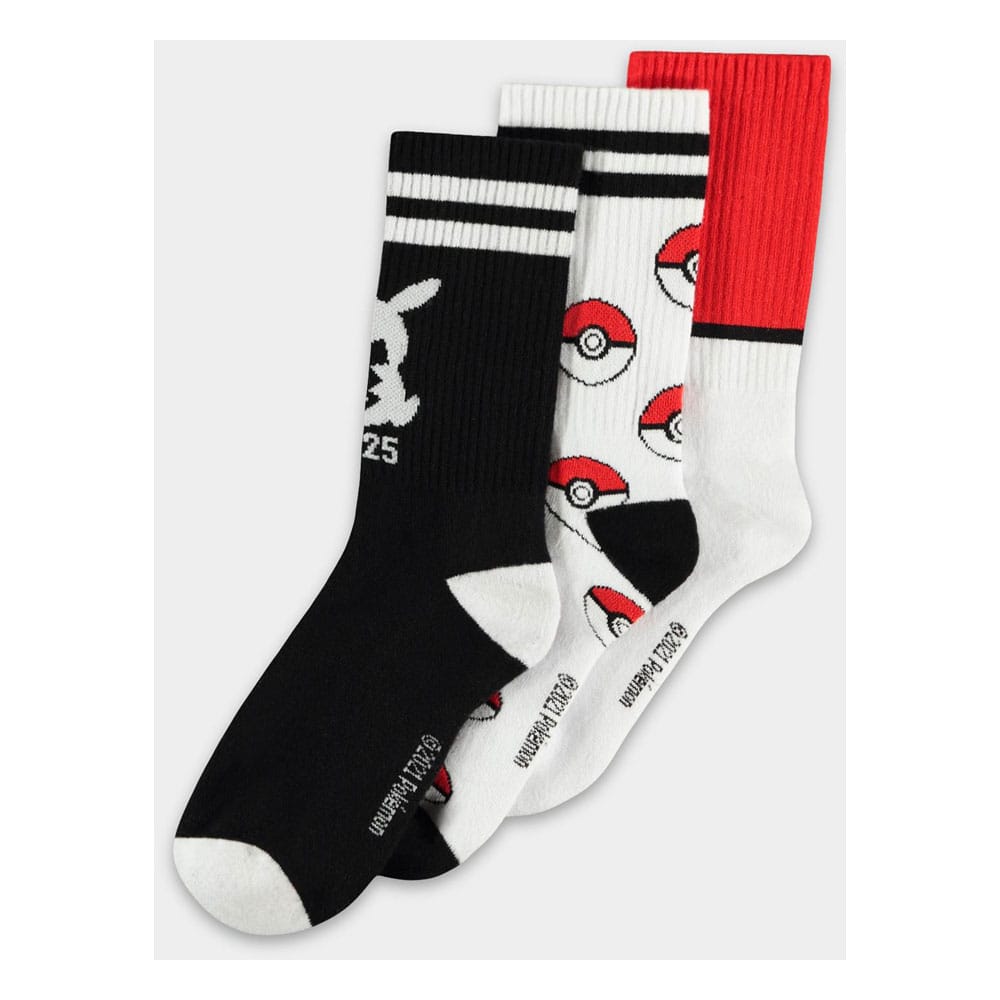 Pokemon Pack de 3 Pares de Calcetines Pikachu Pokeball 39-42 Frikytopia