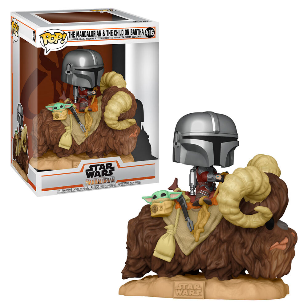 Figura POP Star Wars The Mandalorian Mando On Bantha With Child