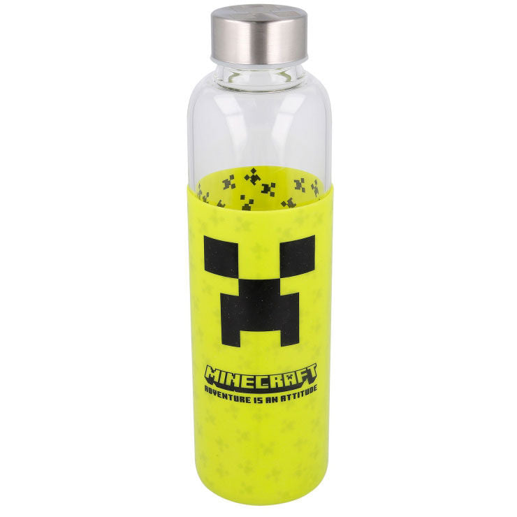 Botella Cristal Minecraft Funda Silicona 585ml