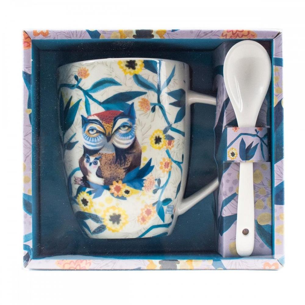 Taza con cuchara enesco buhos Frikytopia