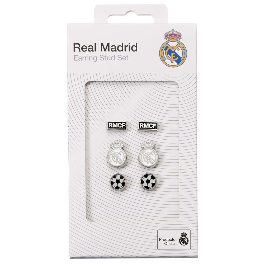 Set 3 Pares de pendientes Real Madrid Frikytopia