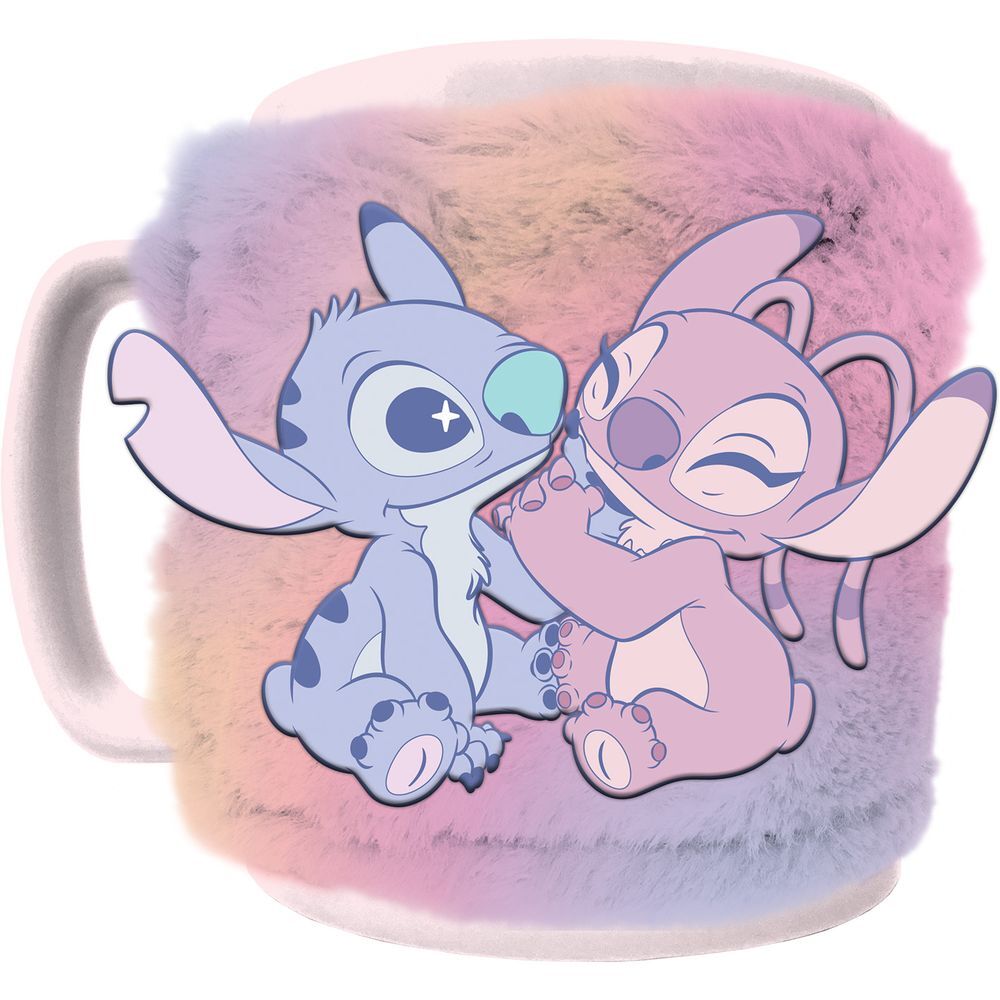 Taza funda de peluche Angel & Stitch Disney 440ml Frikytopia
