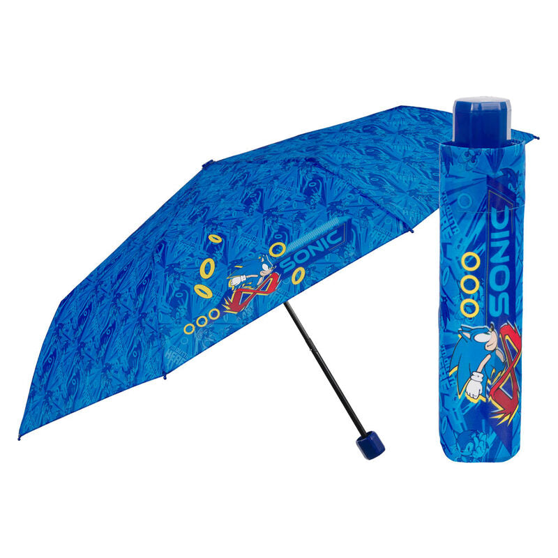 Paraguas Plegable Manual Sonic The Hedgehog 50 cm Frikytopia
