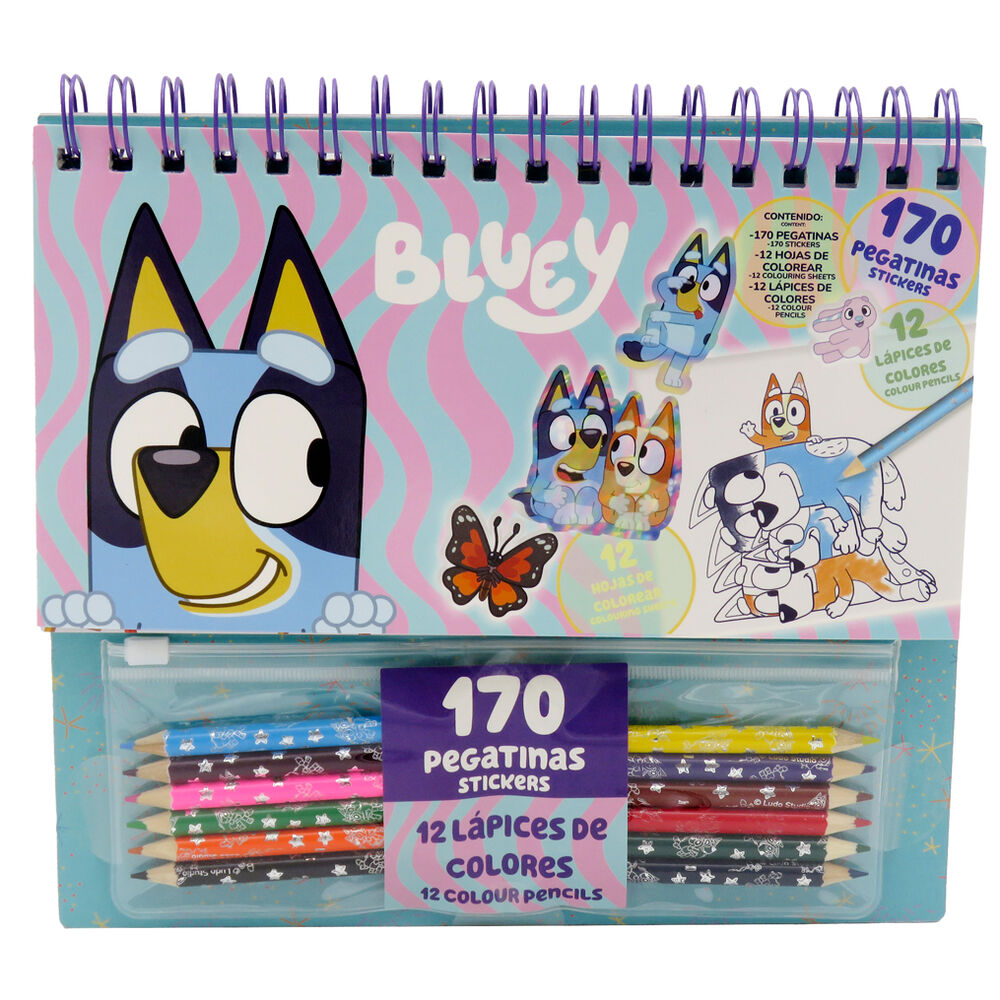 Set coloreable con pegatinas Bluey Frikytopia