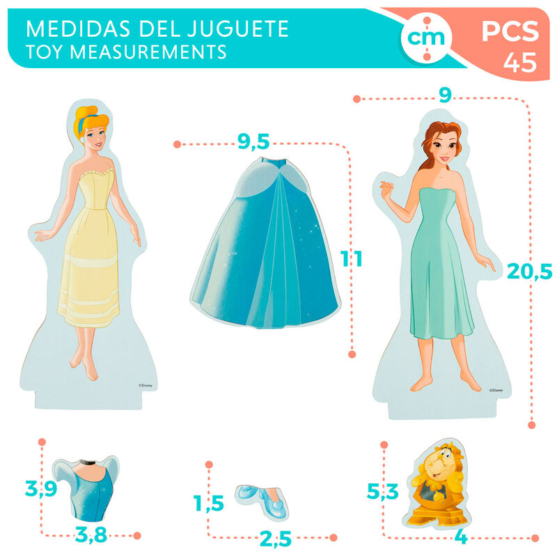Juego Magnetico Madera Vestidos Princesas Disney