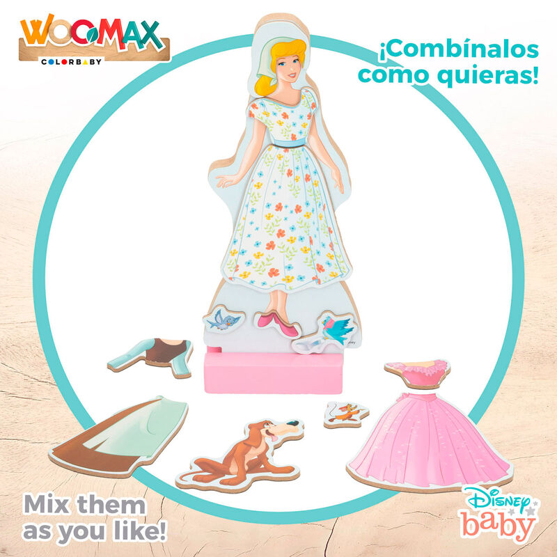 Juego Magnetico Madera Vestidos Cenicienta Disney