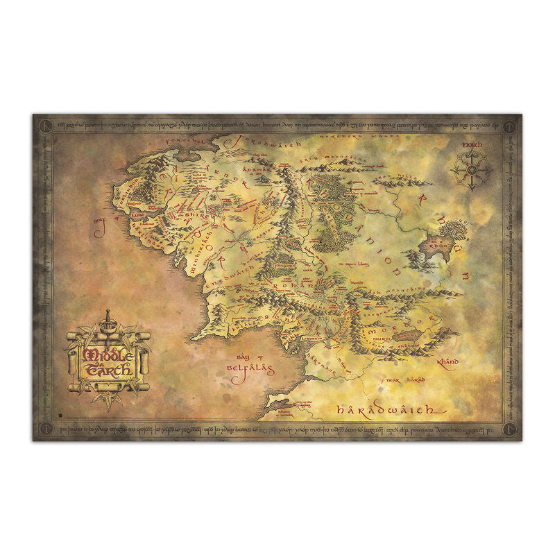 Poster Mapa de la Tierra Media El Señor de los Anillos Frikytopia