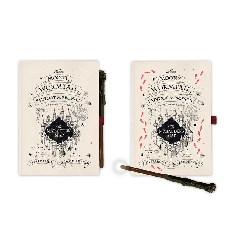 Cuaderno A5 premium + boligrafo varita Mapa del Merodeador Harry Potter Frikytopia